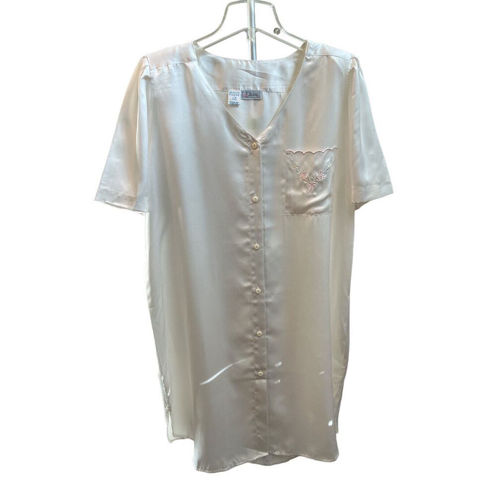 Vtg Etienne Bridal White Satin Nightgown~Nightshirt Sz M~feminine